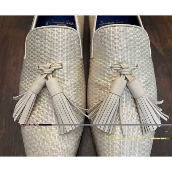 Sebastian Cruz Couture Men’s Beige Diamanté Loafers Tassle 40 7.5 $1495